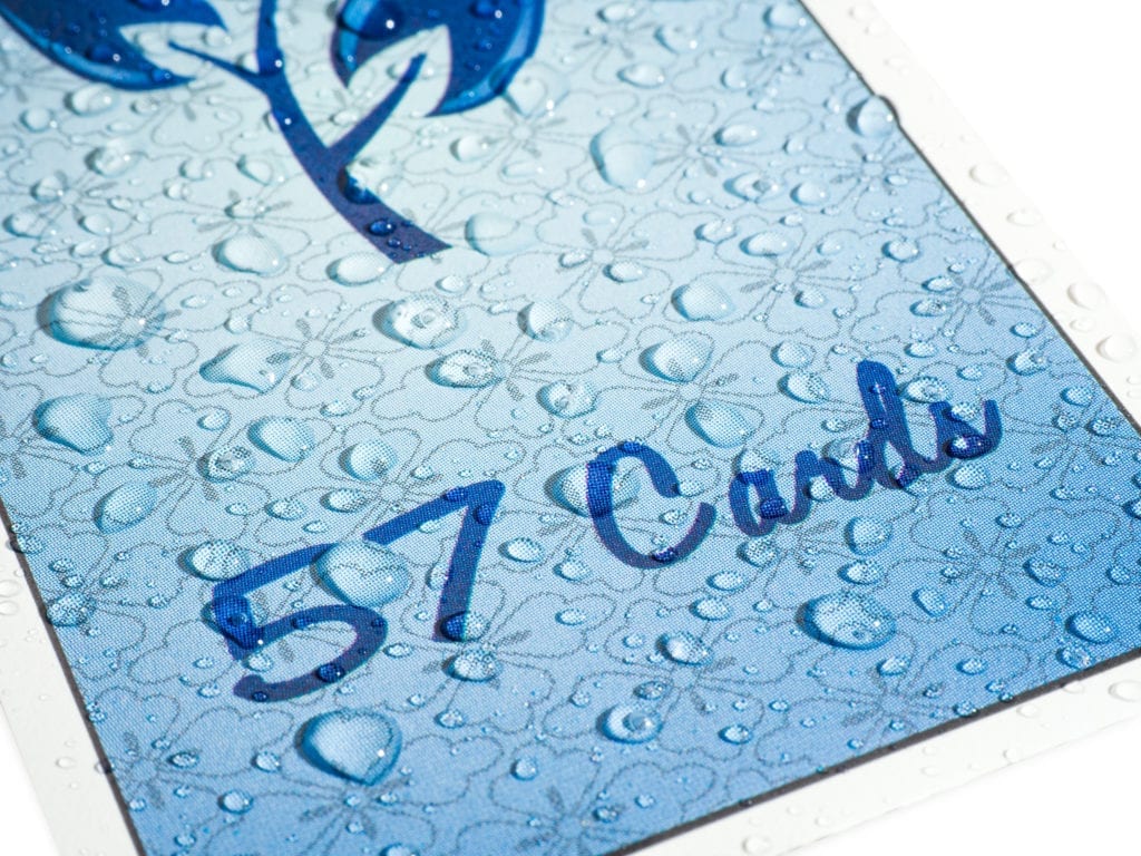 57 Cards plastic deck with water beading on the surface